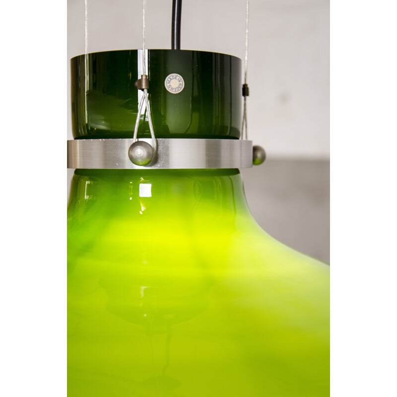 Green Glass Hanging lamp by Holmegaard - 1960s