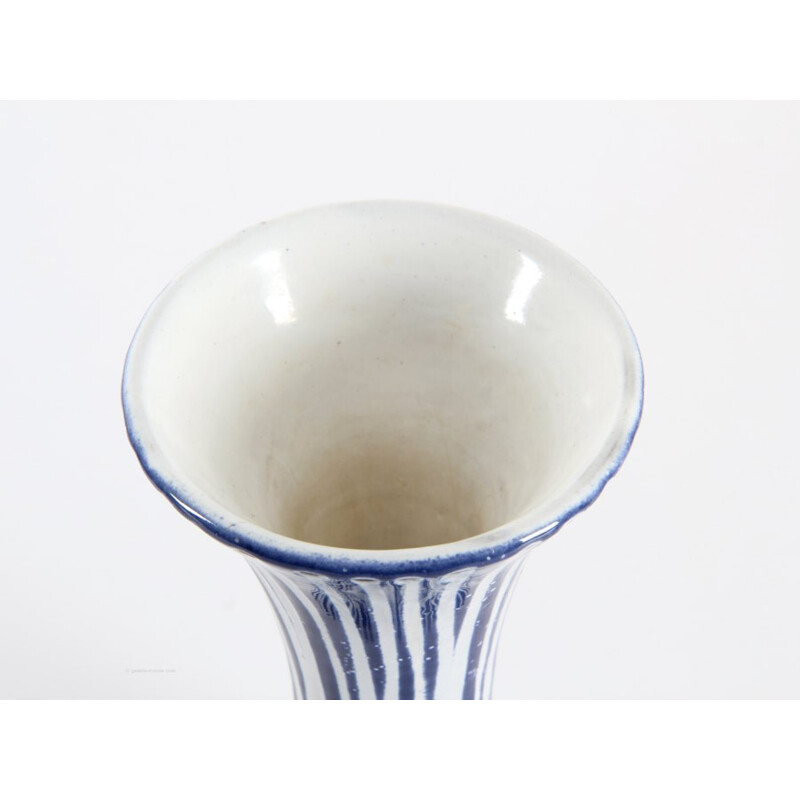 Scandinavian ceramic, striped vase by Mari Simmulson for Upsala Ekeby - 1960s