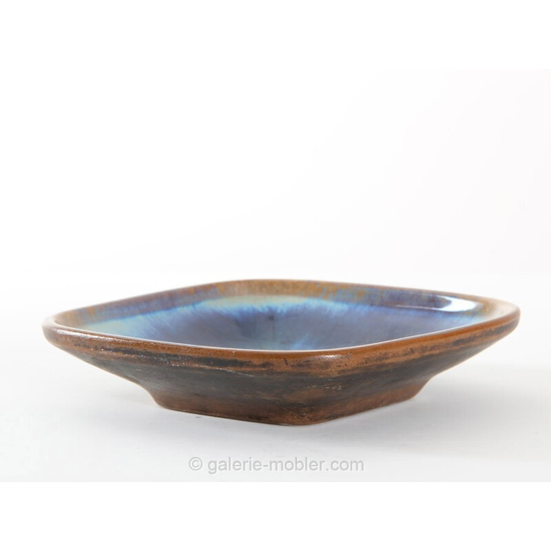 Scandinavian ceramic: Blue square bowl - 1970s