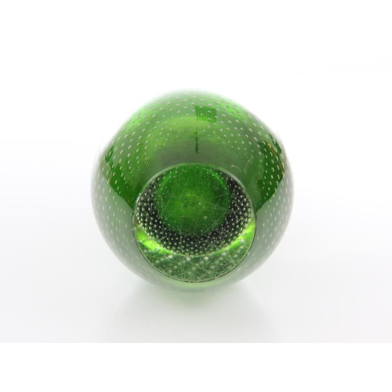 Vintage small green glass vase by Gunnel Nyman - 1950s