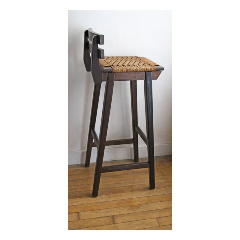 Vintage Bar stool in solid wood - 1970s
