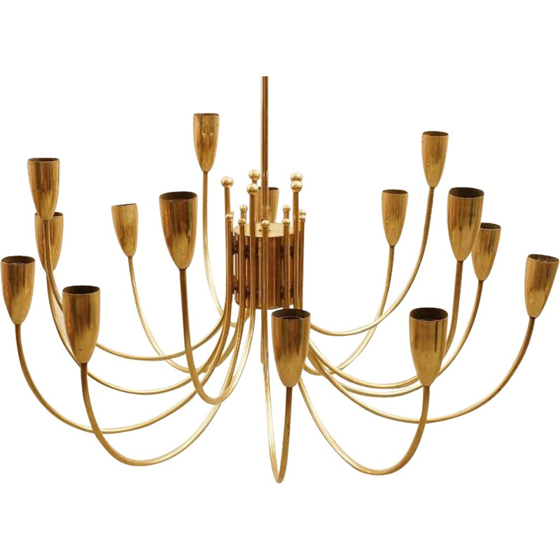 Pair of brass chandeliers, Italy - 1960s