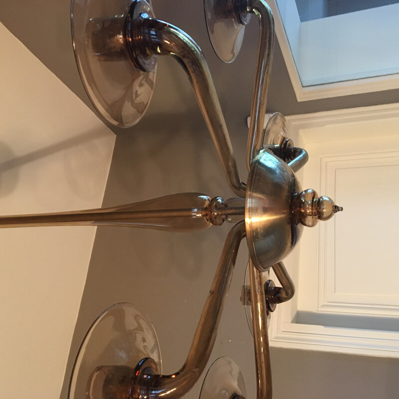 Vintage blown glass chandelier - 1960s