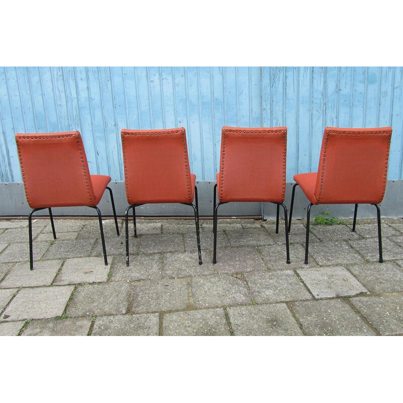 Set of 4 leatherette chairs by Pierre Guariche for Meurop - 1960s