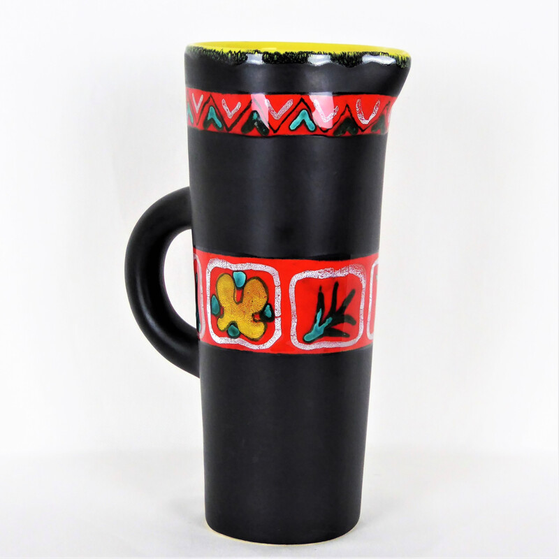 Black ceramic pitcher-vase of Fourmentin-Gabriel - Vallauris - 1950s