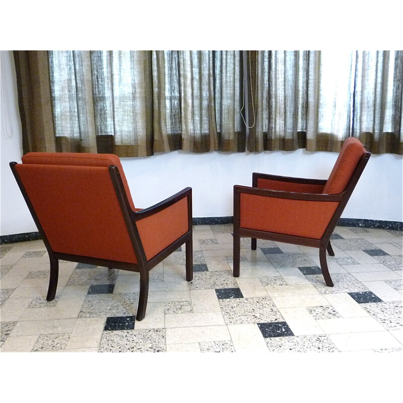 Set of 2 Mahogany Set of Club armchairs by Ole Wanscher for Poul Jeppesen - 1960s