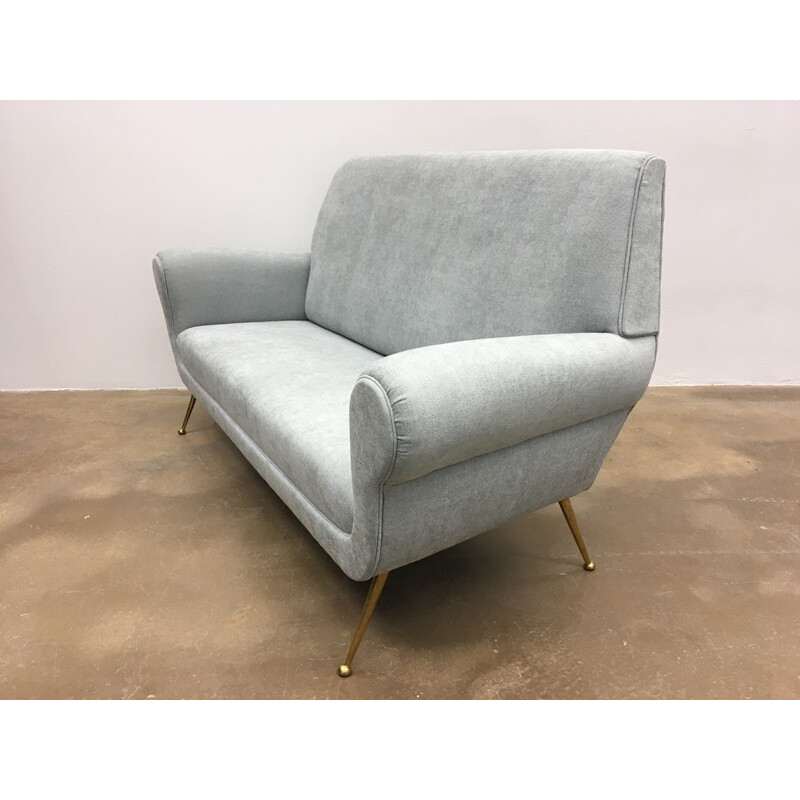 Reupholstered Grey Italian Mid-Century Sofa by Gigi Radice for Minotti - 1950s