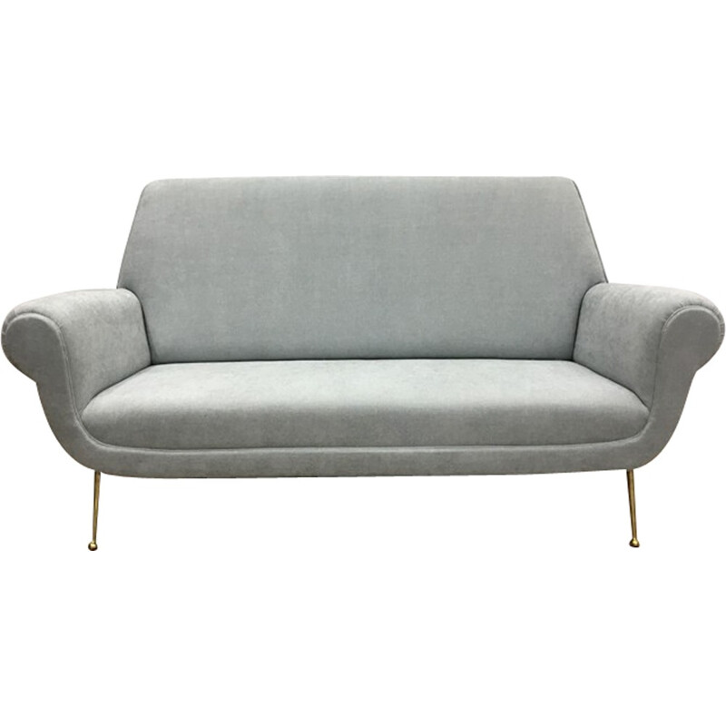 Reupholstered Grey Italian Mid-Century Sofa by Gigi Radice for Minotti - 1950s