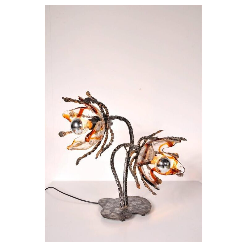 Brutalist Table Lamp with Mazzega Glass - 1960s