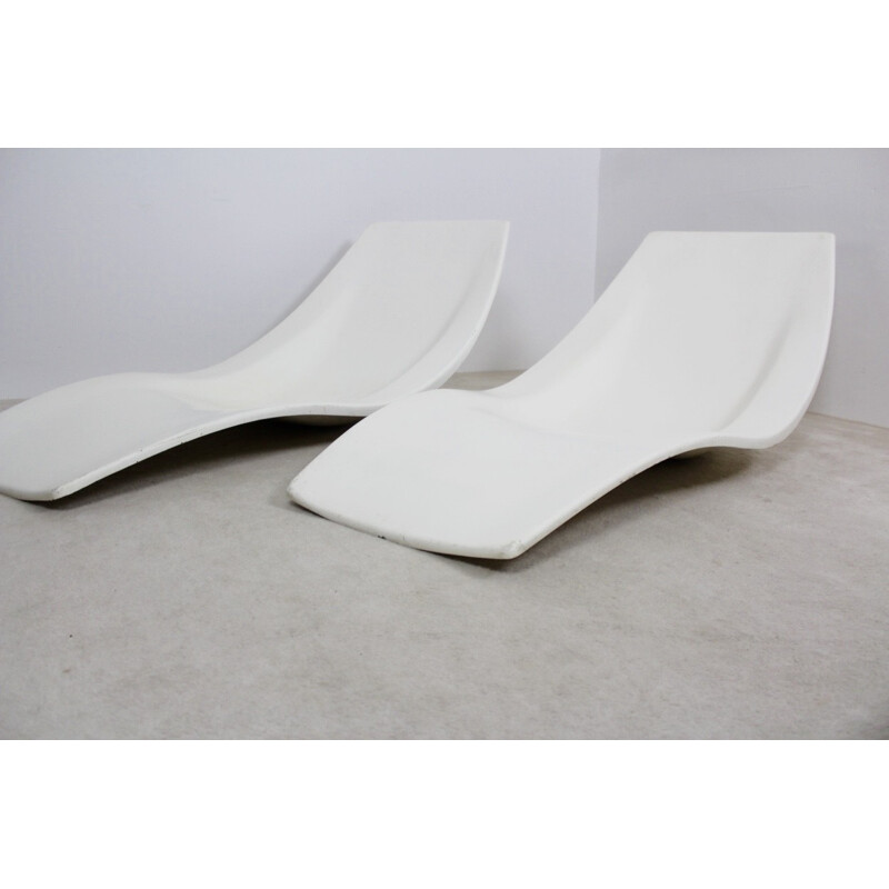 Pair of polyester lounge chairs by Charles Zublena - 1970s