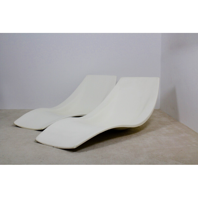Pair of polyester lounge chairs by Charles Zublena - 1970s