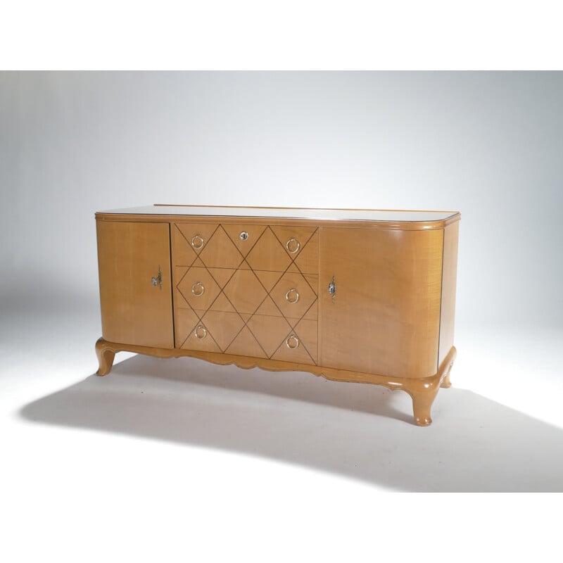 Vintage chest of drawers in sycamore of René Prou - 1940s