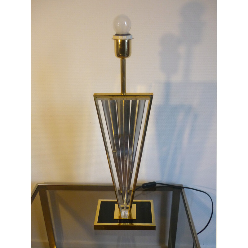 Mid-century plexiglas and brass lamp - 1970s