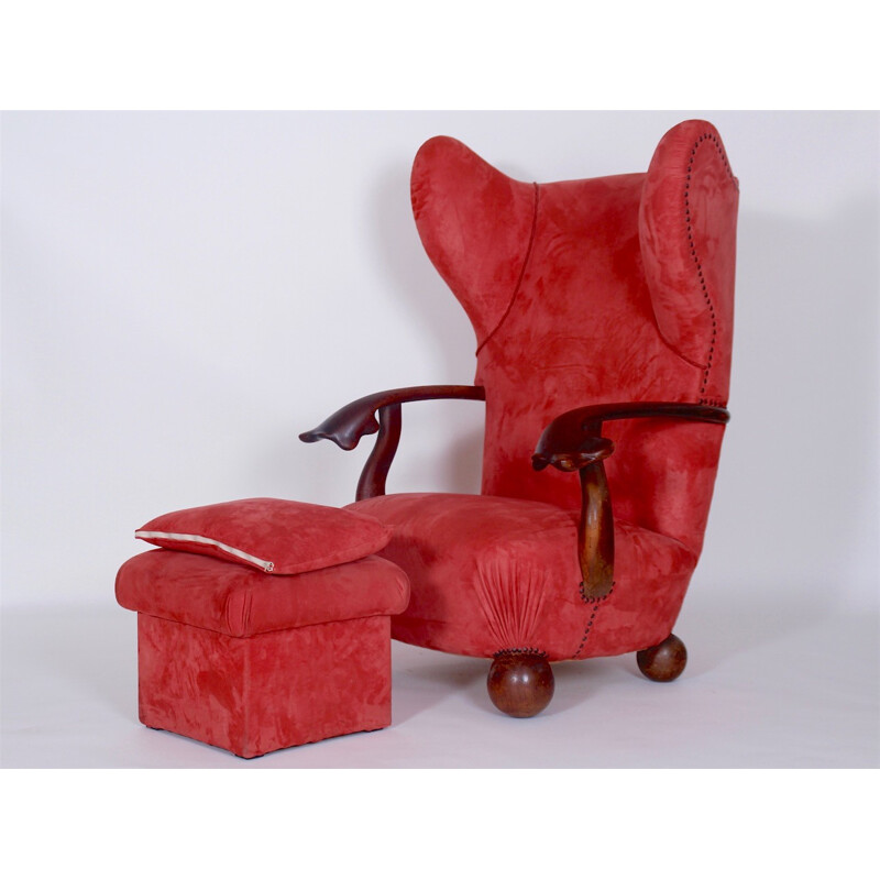 Extraordinary Vintage Red Armchair - 1930s