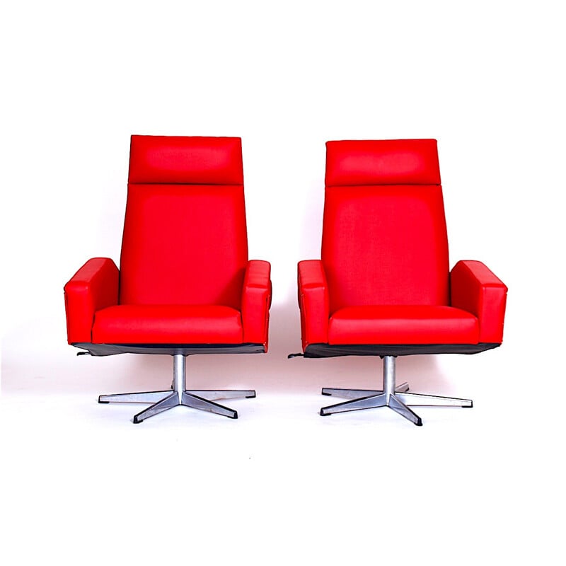 Pair of Red Adjustable Armchairs - 1970s