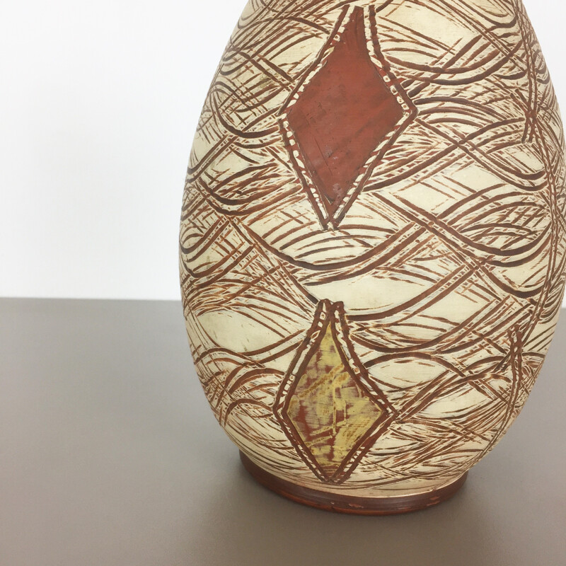 Mid-century ceramic Pottery Vase for SAWA Ceramic Sgraffito - 1960s