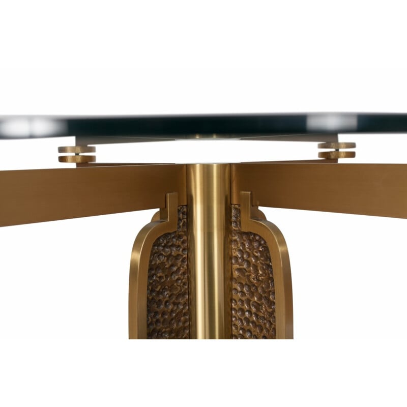 Mid-century Brass Cast Dining Table With Glass Top by Luciano Frigerio - 1970s