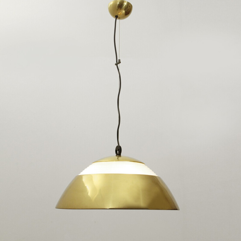 Vintage brass and glass pendant lamp - 1960s