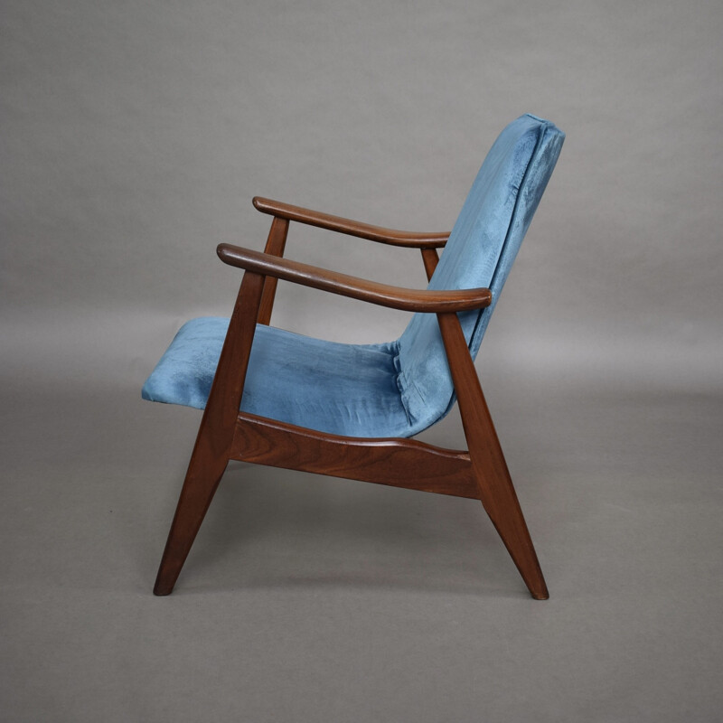 Scandinavian blue lounge chairs by Louis Van Teeffelen for Webe - 1960s