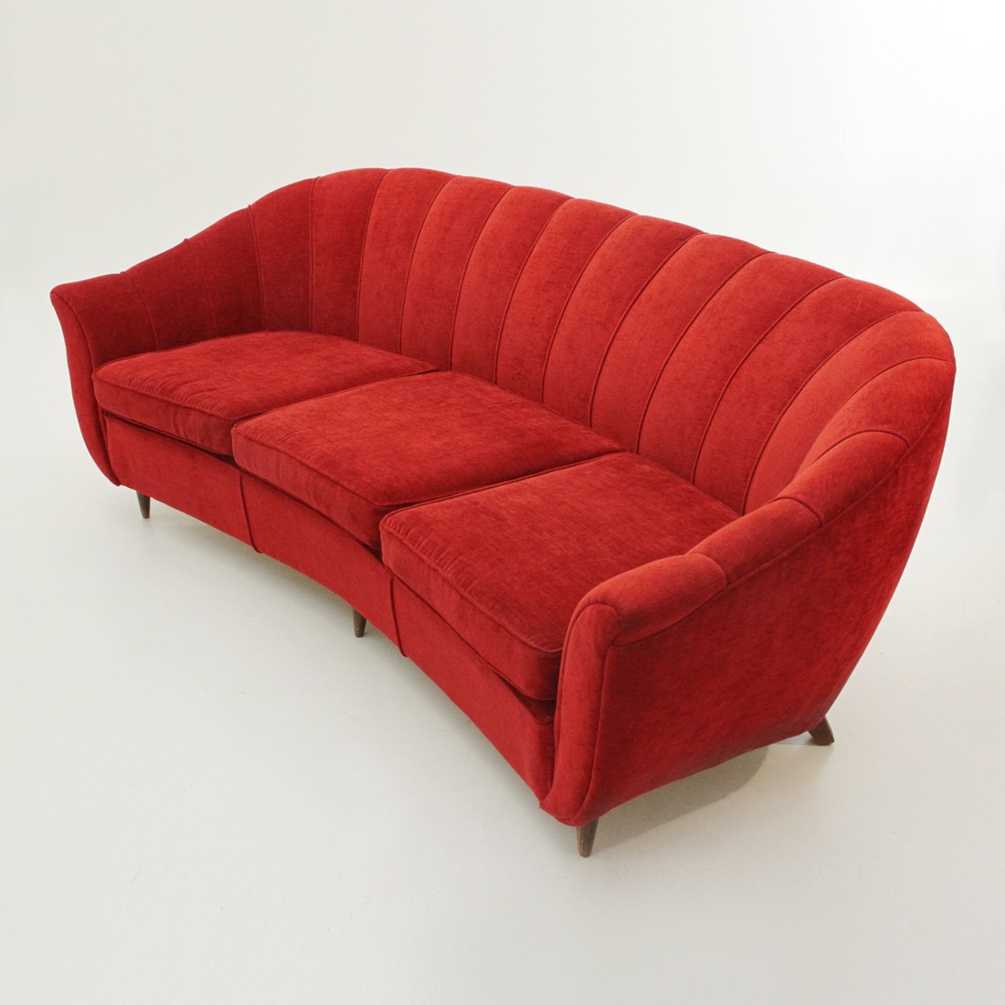 Vintage Italian 3-seat red Velvet Sofa - 1950s - Design Market