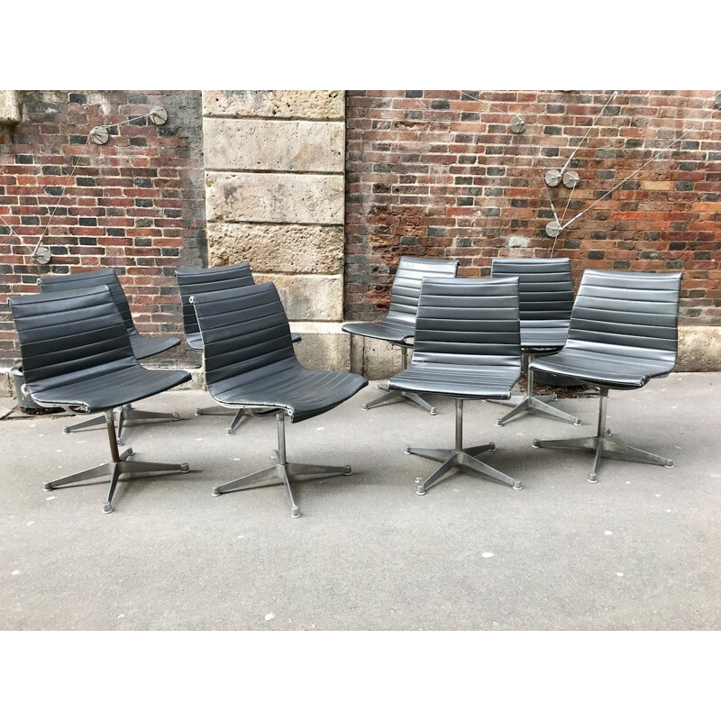 Set of 8 Eames armchairs model "EA101" for Herman Miller - 1960s