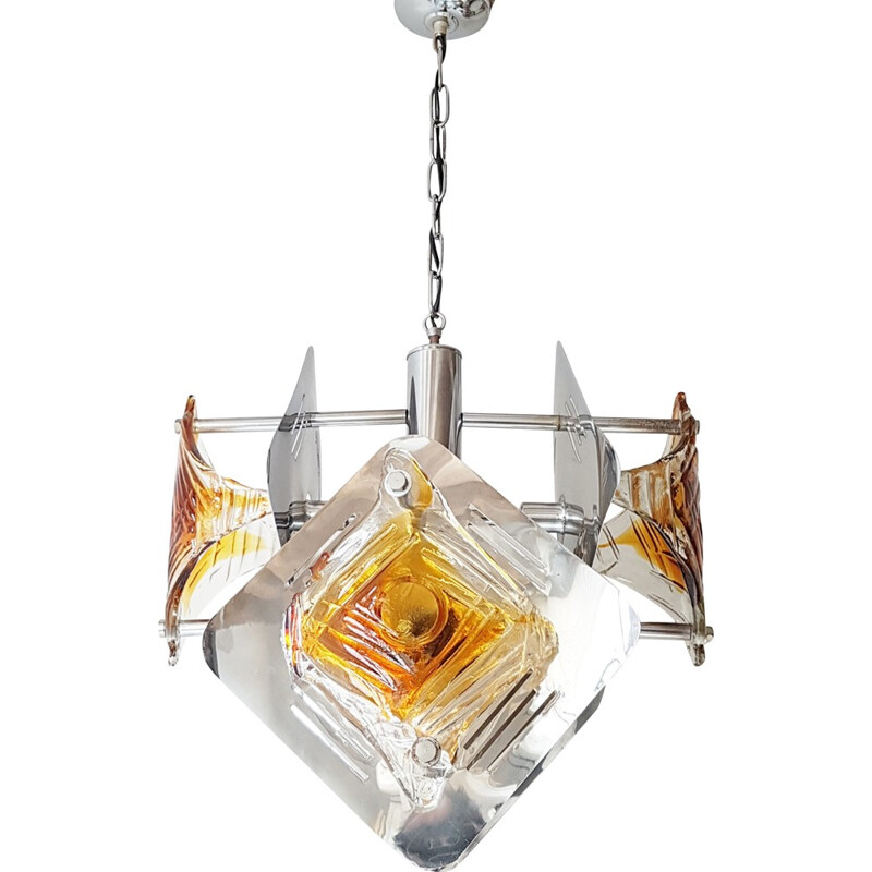 Vintage chandelier in glass by Mazzega - 1970s