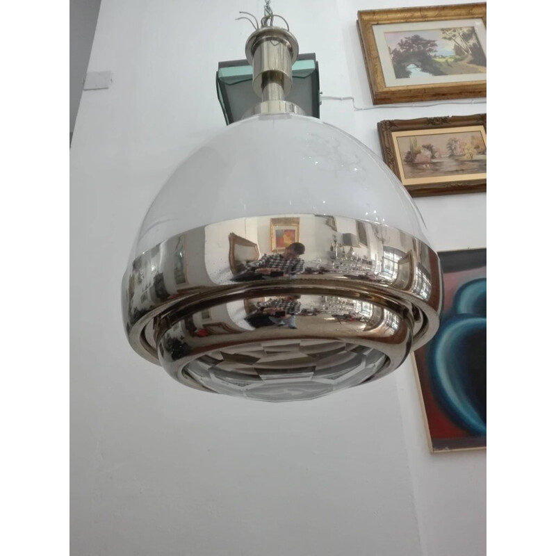 Vintage glass pendant lamp by Pia Guidetti Crippa for Lumi - 1960s
