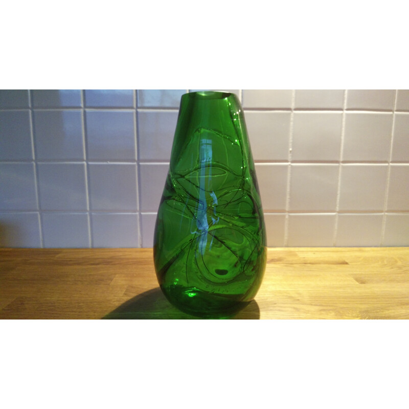 Vintage green vase form Czechoslovakia - 1970s