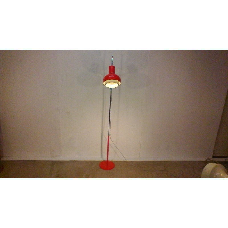 Red and Metal Vintage Floor Lamp by Hůrka - 1960s