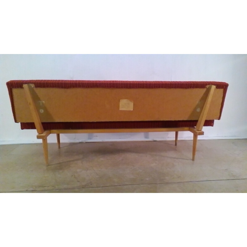 Vintage wooden 3-seater sofa by Miroslav Navrátil - 1960s