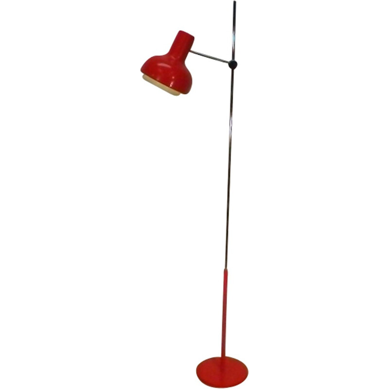 Red and Metal Vintage Floor Lamp by Hůrka - 1960s