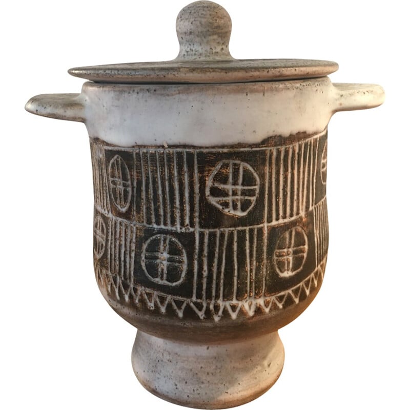 Large vintage ceramic pot by Pouchain - 1950s