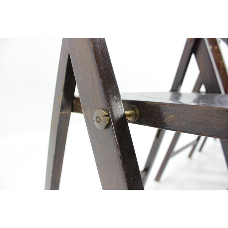 Vintage set of 4 folding chairs "B751" Bauhaus by Thonet - 1930s