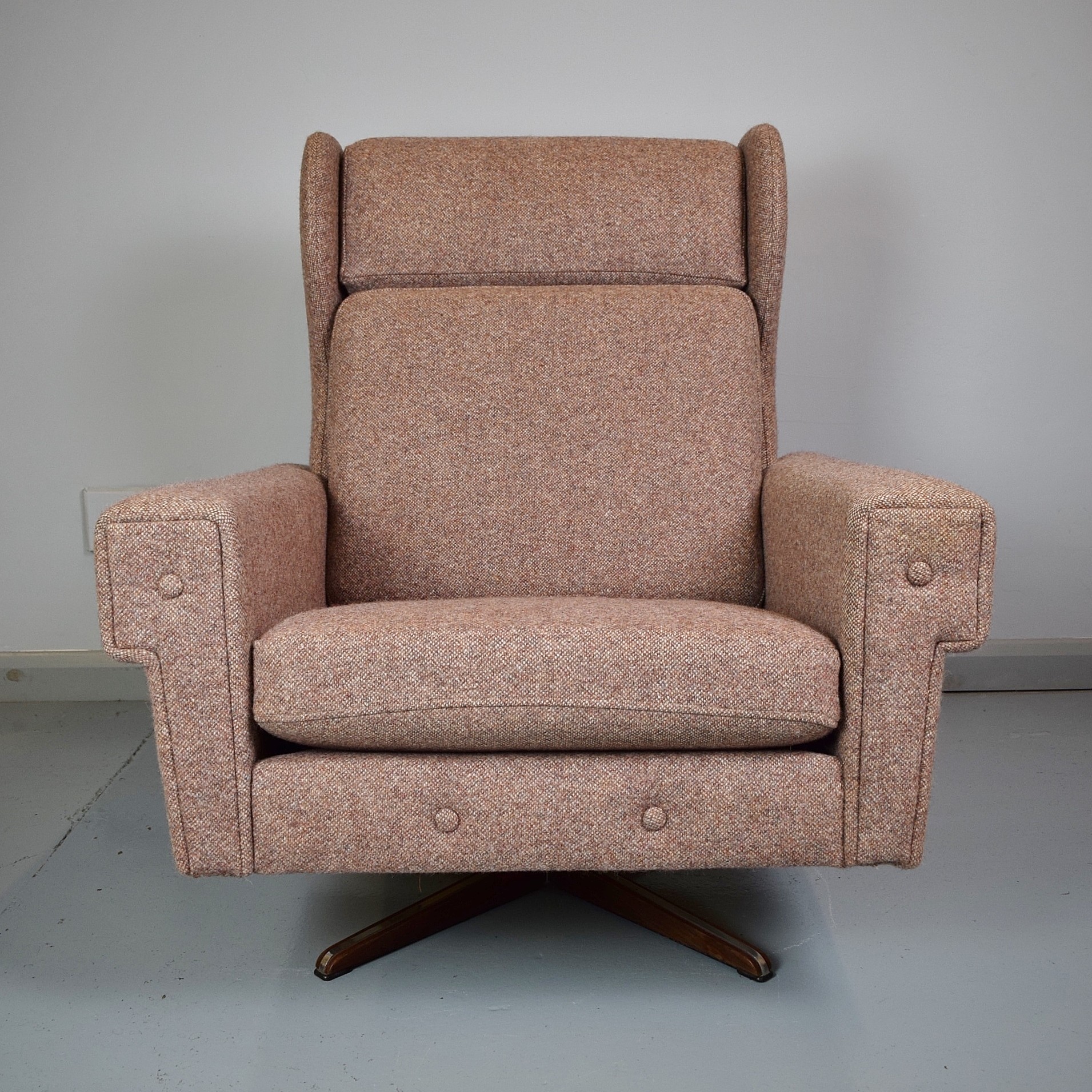Vintage Danish Pink Wingback Swivel Armchair - 1960s ...