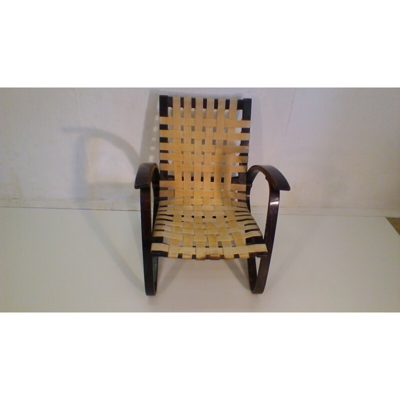 Vintage beechwood armchair by Jan Vaněk - 1930s