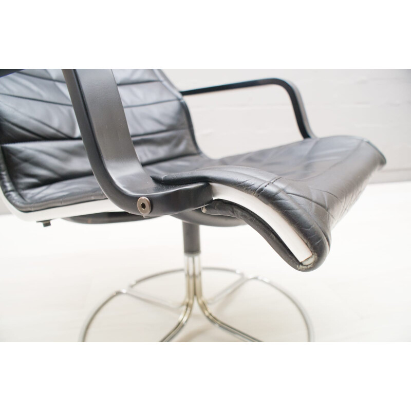 Black Leather Lounge Chair by Bruno Mathsson Sessel for Dux - 1960s