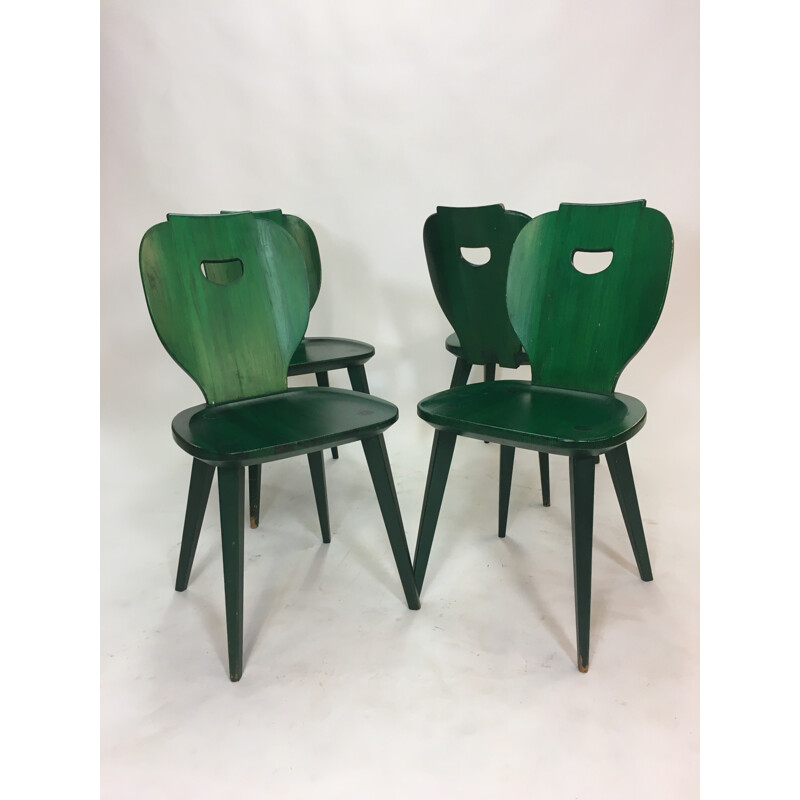 Set of 4 vintage swedish pine chairs by Carl Malmsten for Svensk Fur - 1950s