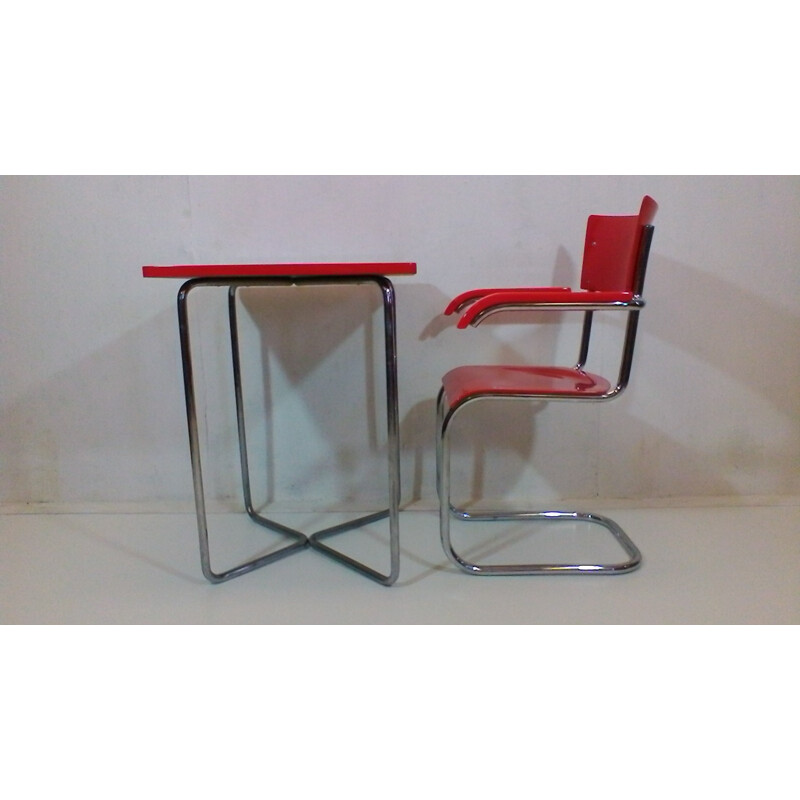 Set of vintage red desk by Robert Slezák - 1930
