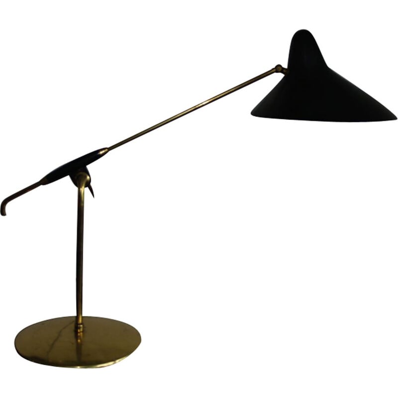 Lampe de table en laiton doré et aluminium par Svend Holm Sorensen - 1960