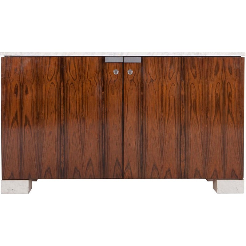Walnut and Marble Cabinet by De Coenne - 1950s