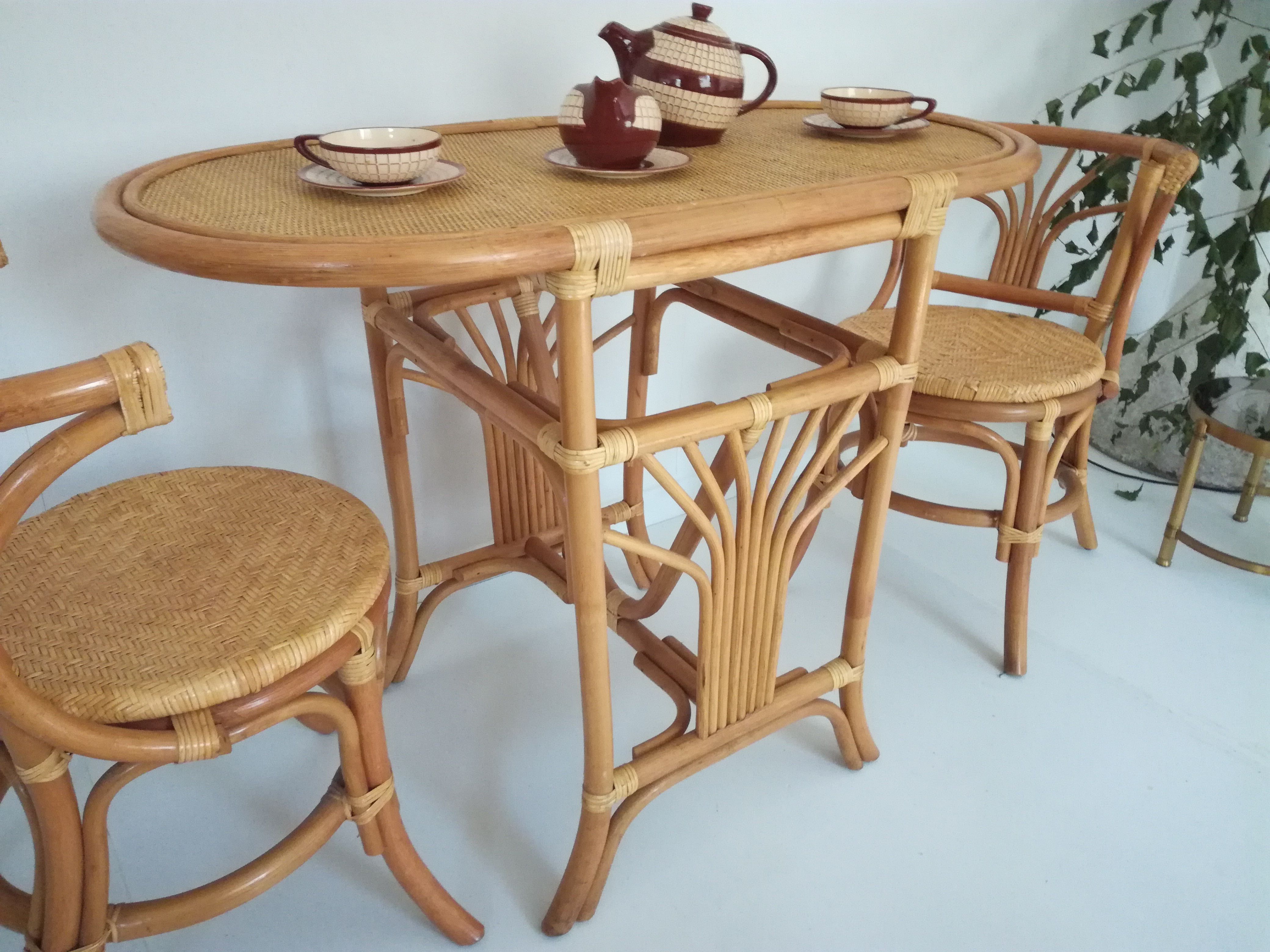 rattan kitchen table and chair set
