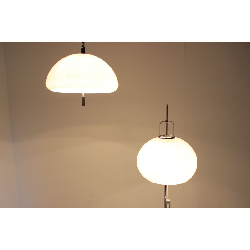 Set of vintage floor and pendant lamp by Harvey Guzzini for Meblo