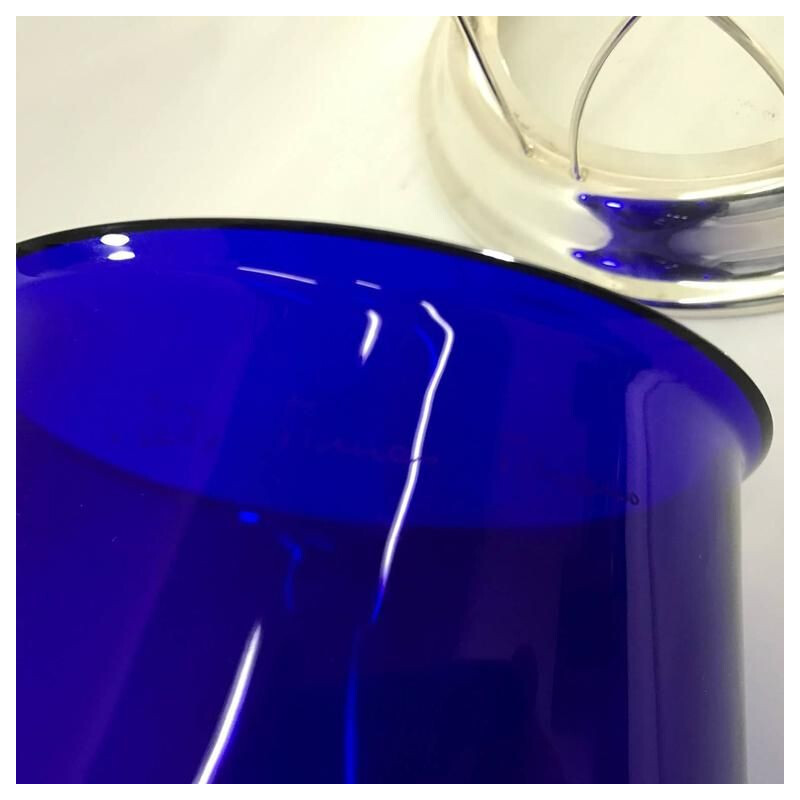 Vintage vase in blue Murano glass by Munari