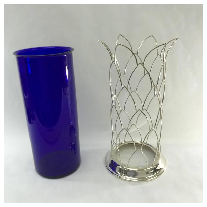 Vintage vase in blue Murano glass by Munari