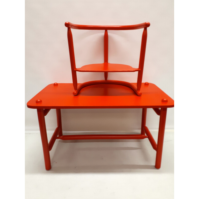 Set of vintage Scandinavian red table and chair by Karin Mobring 