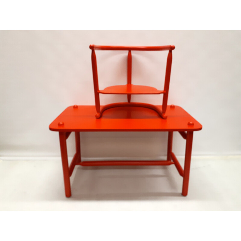 Set of vintage Scandinavian red table and chair by Karin Mobring 