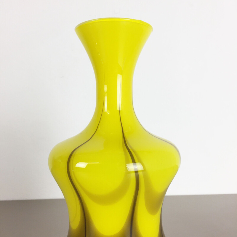 Vintage Italian yellow vase by Opaline Florence