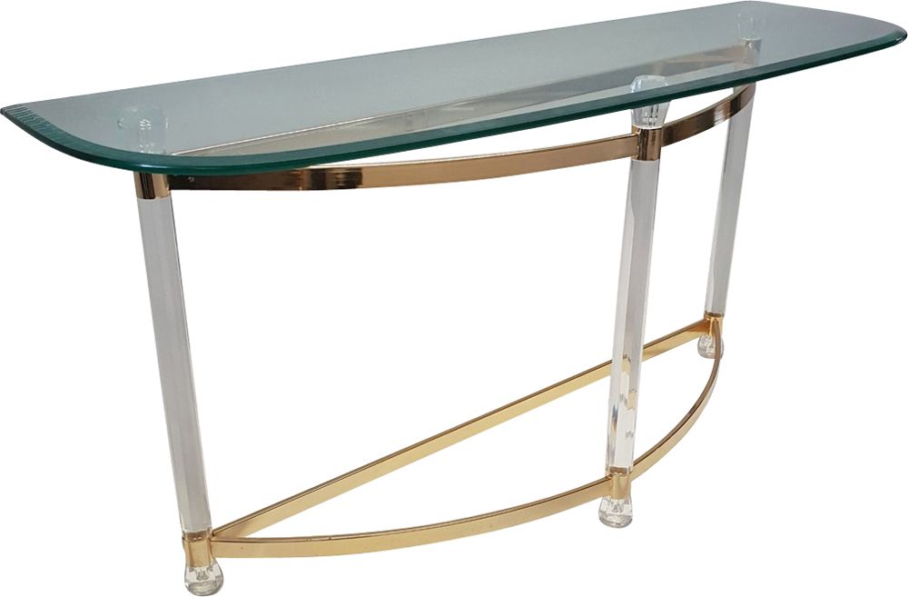 French Console Table In Brass And, Heavy Glass Console Table