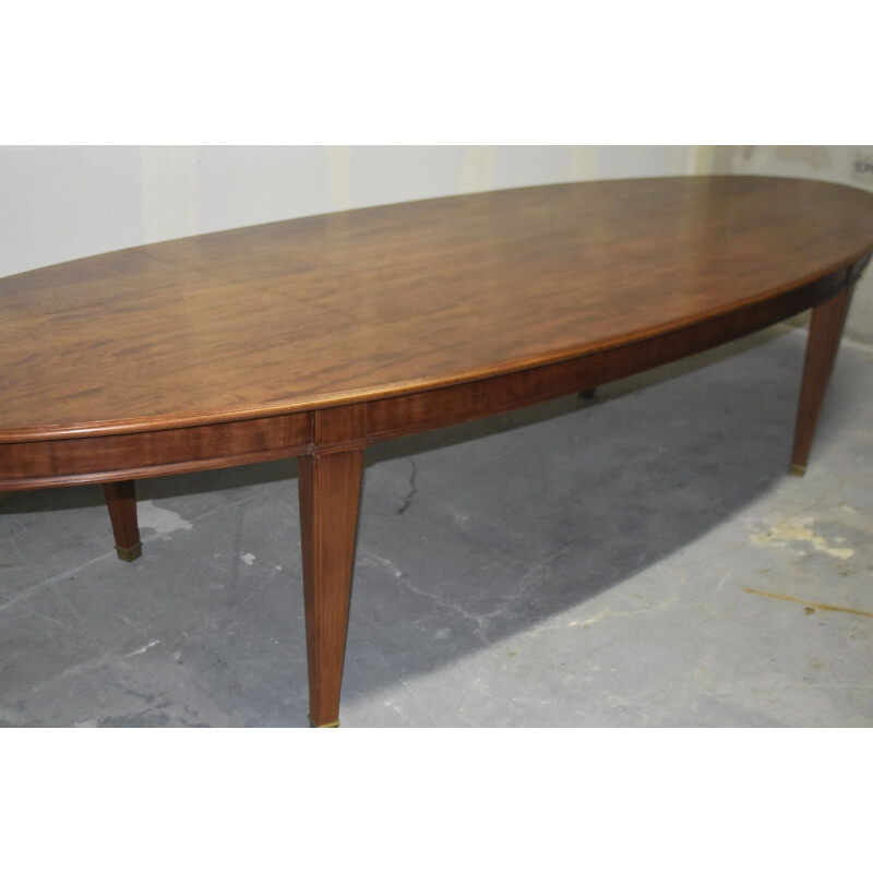 Vintage oval conference table in mahogany and brass