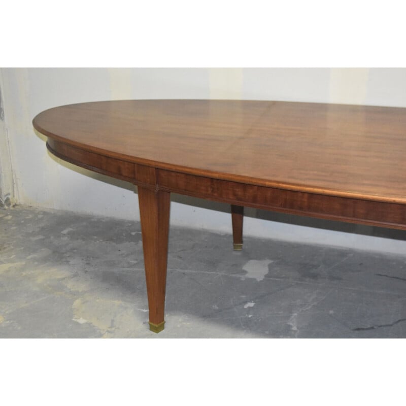 Vintage oval conference table in mahogany and brass